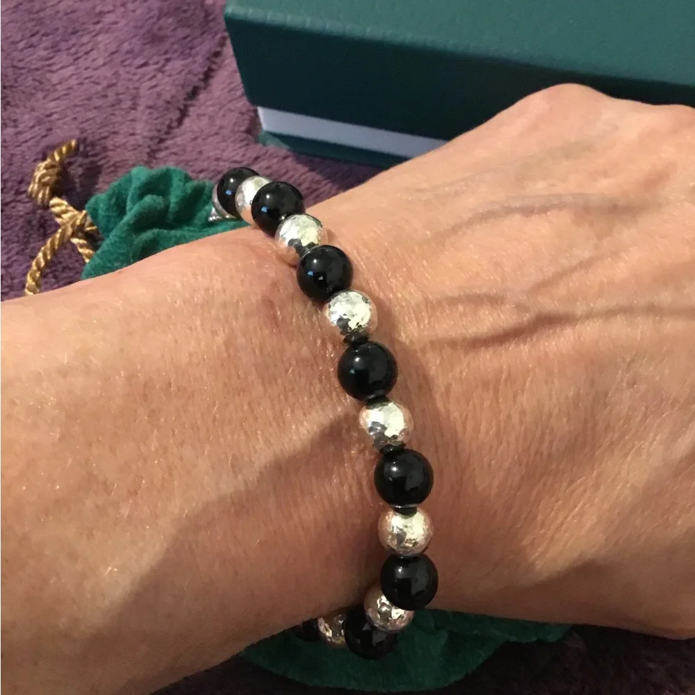 Vintage JAI John Hardy 8mm Hammered Solid Sterling Silver Bold Bracelet - Picture 7 of 11